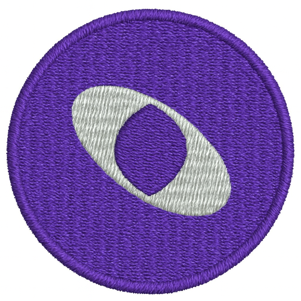 Purple embroidered orbit.social patch.